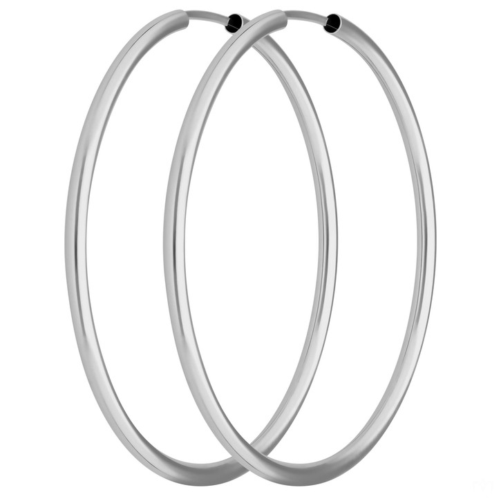 Paar Ohrringe Creolen rund schlicht aus 585 Weißgold 39x2mm