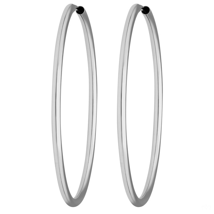 Paar Ohrringe Creolen rund schlicht aus 585 Weißgold 39x2mm