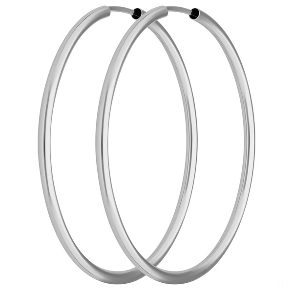 Paar Ohrringe Creolen rund schlicht aus 585 Weißgold 39x2mm