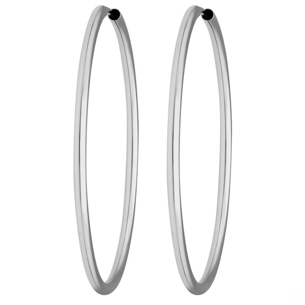 Paar Ohrringe Creolen rund schlicht aus 585 Weißgold 39x2mm