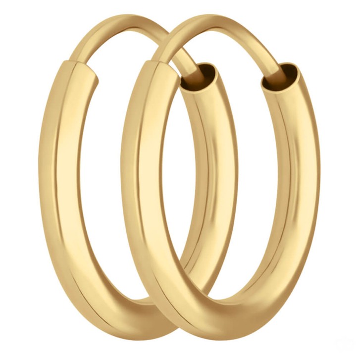 Paar Ohrringe Creolen rund schlicht aus 333 Gelbgold 13x2mm