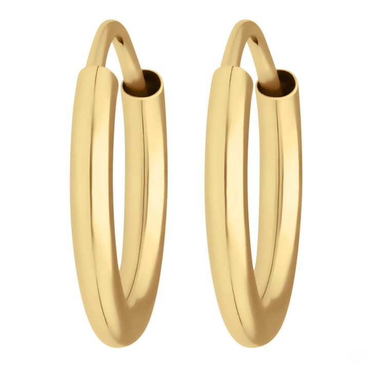 Paar Ohrringe Creolen rund schlicht aus 585 Gelbgold 13x2mm