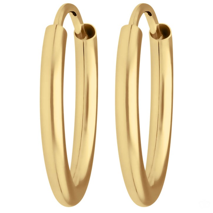 Paar Ohrringe Creolen rund schlicht aus 585 Gelbgold 16x2mm