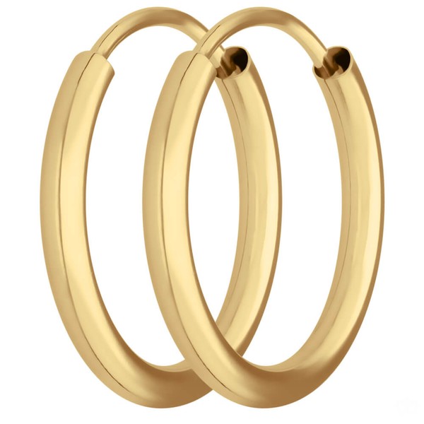 Paar Ohrringe Creolen rund schlicht aus 585 Gelbgold 16x2mm