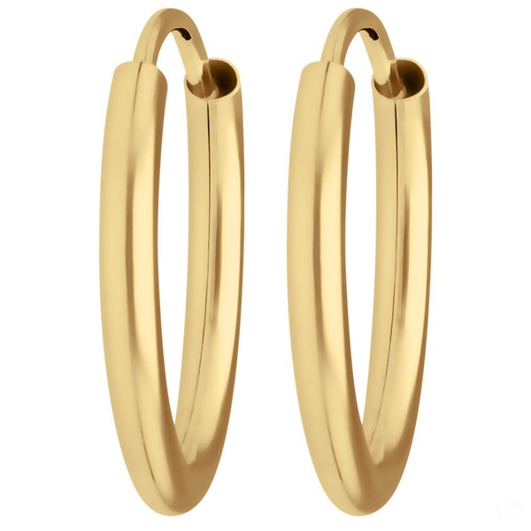 Paar Ohrringe Creolen rund schlicht aus 585 Gelbgold 16x2mm
