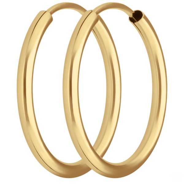 Paar Ohrringe Creolen rund schlicht aus 585 Gelbgold 20x2mm