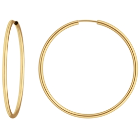 Paar Ohrringe Creolen rund schlicht Ohrschmuck aus 585 Gold Gelbgold 39x2mm