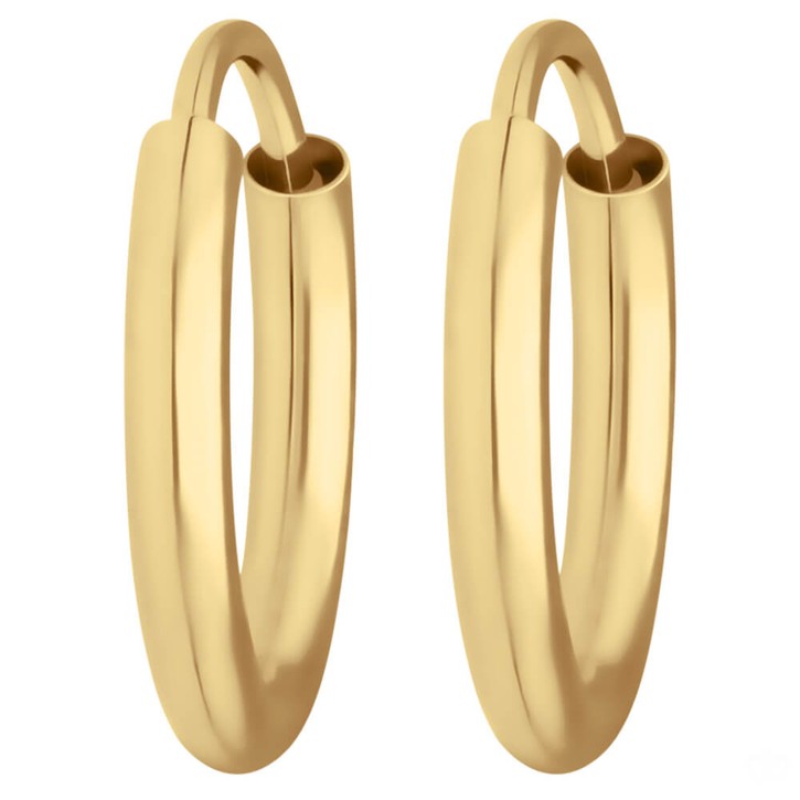 Paar Ohrringe Creolen rund schlicht aus 333 Gelbgold 13x2mm