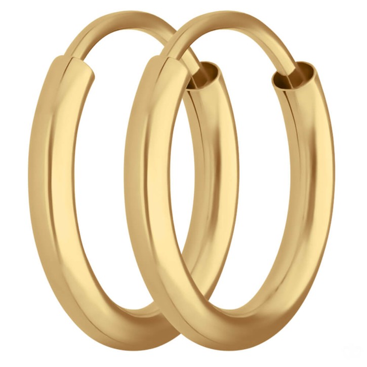Paar Ohrringe Creolen rund schlicht aus 585 Gelbgold 13x2mm