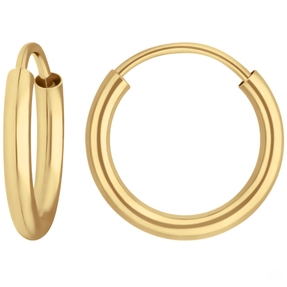 Paar Ohrringe Creolen rund schlicht Ohrschmuck aus 585 Gold Gelbgold 13x2mm
