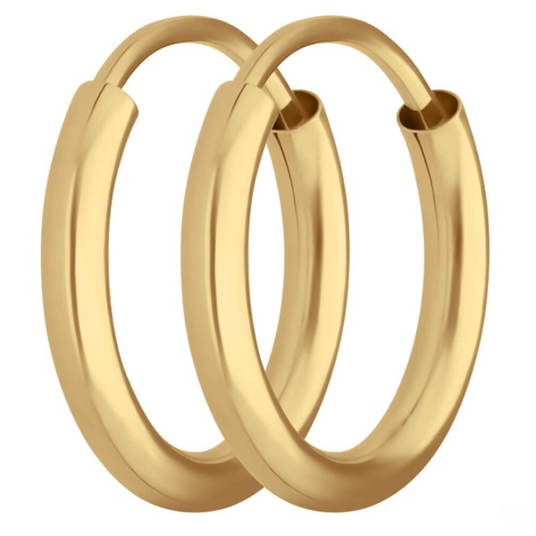 Paar Ohrringe Creolen rund schlicht aus 585 Gelbgold 13x2mm