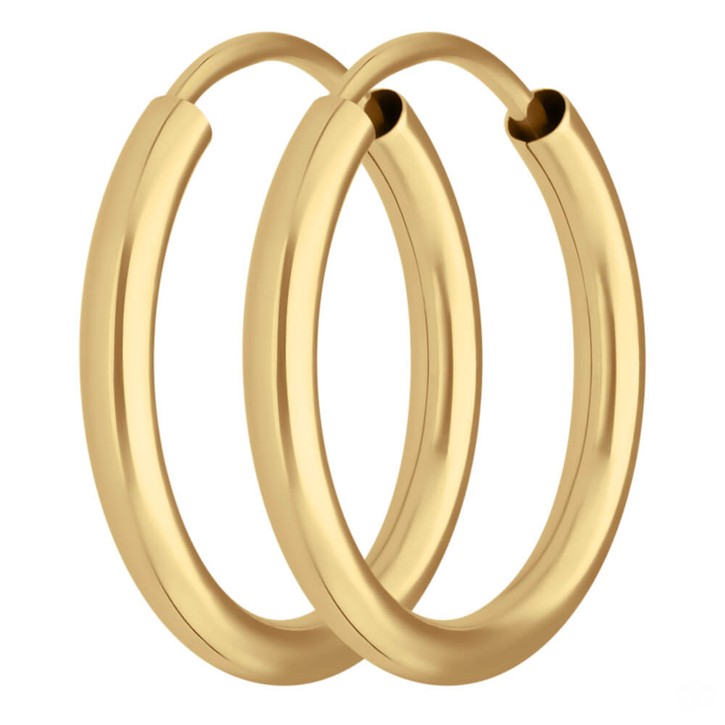 Paar Ohrringe Creolen rund schlicht aus 585 Gelbgold 15x2mm