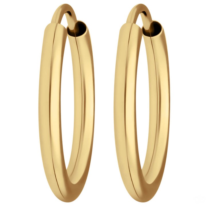 Paar Ohrringe Creolen rund schlicht aus 585 Gelbgold 15x2mm