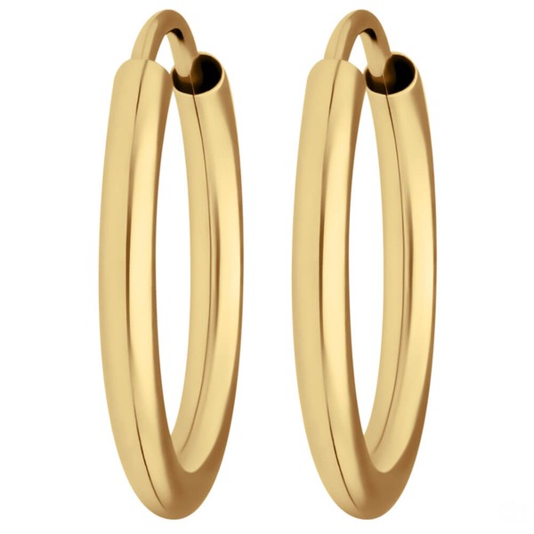 Paar Ohrringe Creolen rund schlicht aus 585 Gelbgold 15x2mm