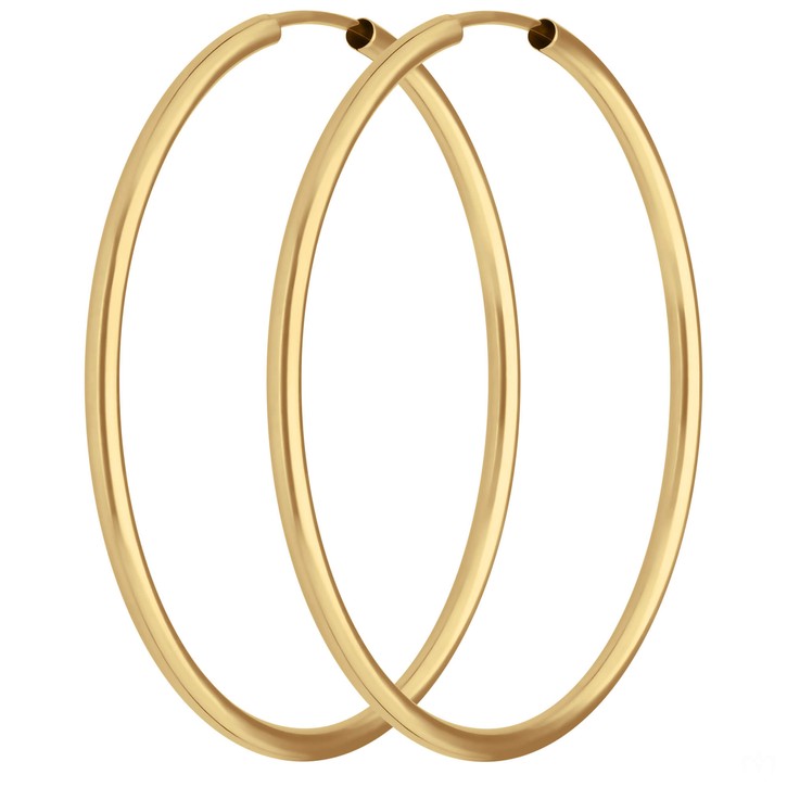 Paar Ohrringe Creolen rund schlicht aus 585 Gelbgold 39x2.5mm