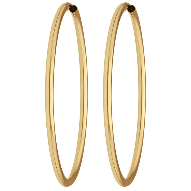 Paar Ohrringe Creolen rund schlicht aus 585 Gelbgold 39x2.5mm