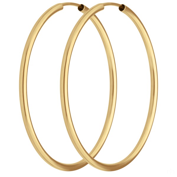 Paar Ohrringe Creolen rund schlicht aus 585 Gelbgold 39x2.5mm