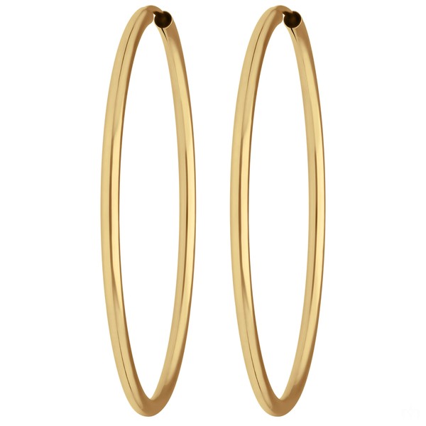 Paar Ohrringe Creolen rund schlicht aus 585 Gelbgold 39x2.5mm