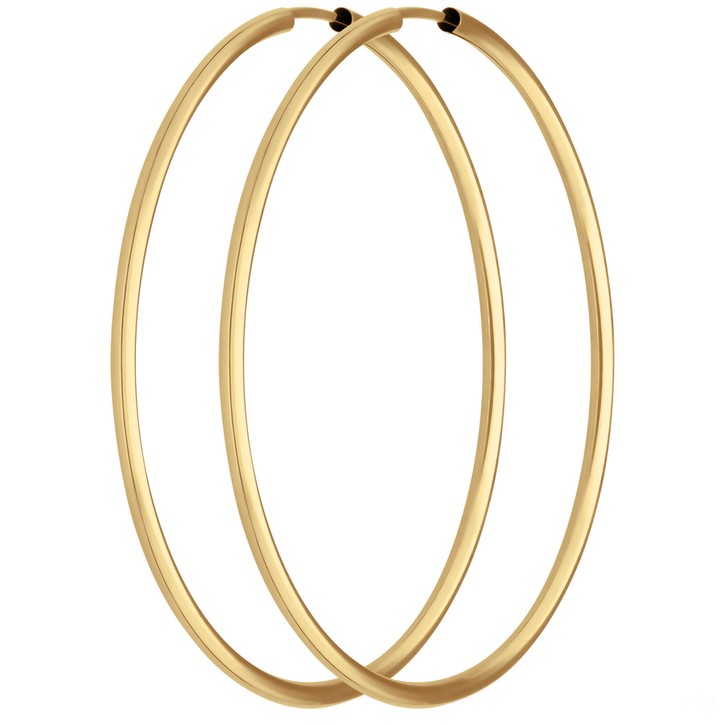 Paar Ohrringe Creolen rund schlicht aus 585 Gelbgold 48x1.5mm