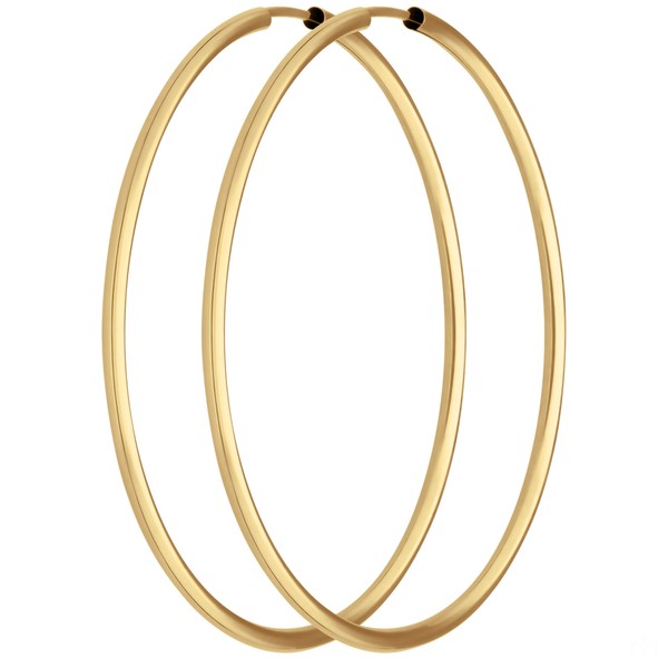 Paar Ohrringe Creolen rund schlicht aus 585 Gelbgold 48x1.5mm