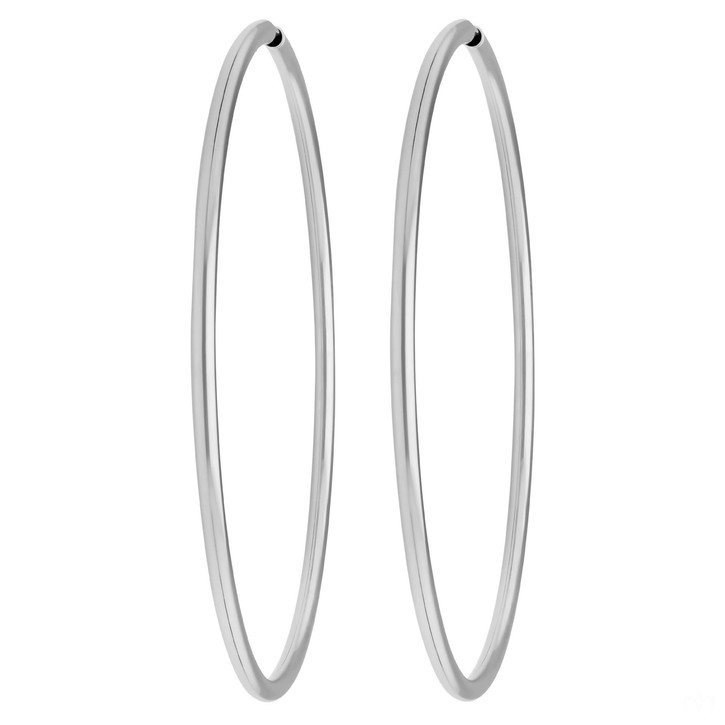 Paar Creolen rund groß XL aus 925 Silber rhodiniert 70x2.5mm