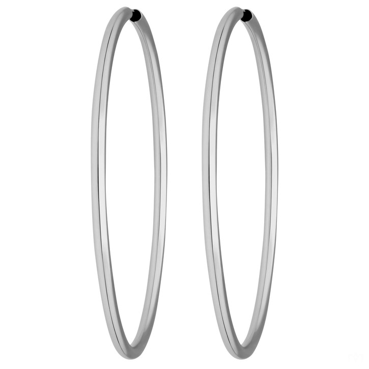 Paar Creolen rund groß aus 925 Silber rhodiniert 60x2.5mm