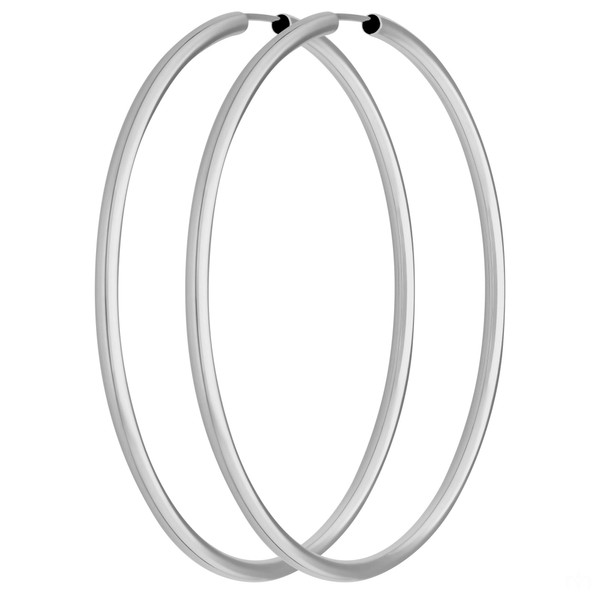Paar Creolen rund groß aus 925 Silber rhodiniert 60x2.5mm