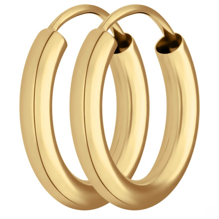 Paar Ohrringe Creolen rund schlicht aus 585 Gelbgold 15x2.5mm