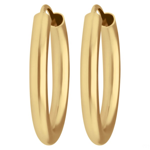 Paar Ohrringe Creolen rund schlicht aus 585 Gelbgold 20x2.5mm