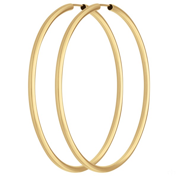Paar Ohrringe Creolen rund groß aus 585 Gelbgold 60x2.5mm