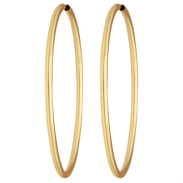 Paar Ohrringe Creolen rund groß aus 585 Gelbgold 60x2.5mm