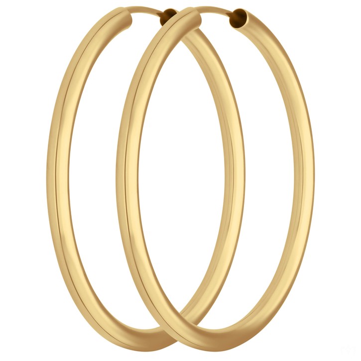 Paar Ohrringe Creolen rund schlicht aus 333 Gelbgold 37x2.5mm
