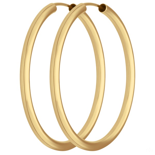 Paar Ohrringe Creolen rund schlicht aus 333 Gelbgold 37x2.5mm