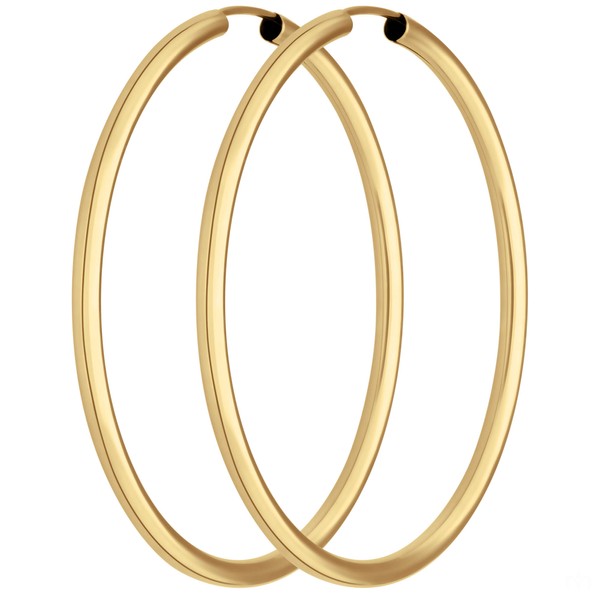 Paar Ohrringe Creolen rund schlicht aus 333 Gelbgold 48x2.5mm