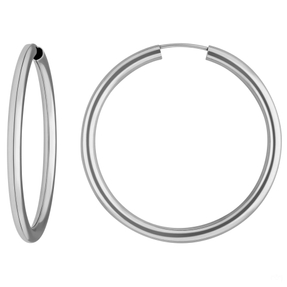 Paar Ohrringe Creolen rund schlicht Ohrschmuck aus 925 Silber rhodiniert 39x3mm