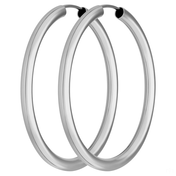 Paar Creolen rund schlicht aus 925 Silber rhodiniert 39x3mm