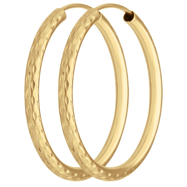 Paar Creolen rund gemustert aus 333 Gelbgold 29.5x2.5mm