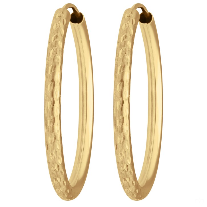 Paar Creolen rund gemustert aus 333 Gelbgold 29.5x2.5mm