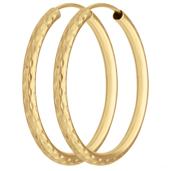 Paar Creolen rund gemustert aus 333 Gelbgold 29.5x2.5mm