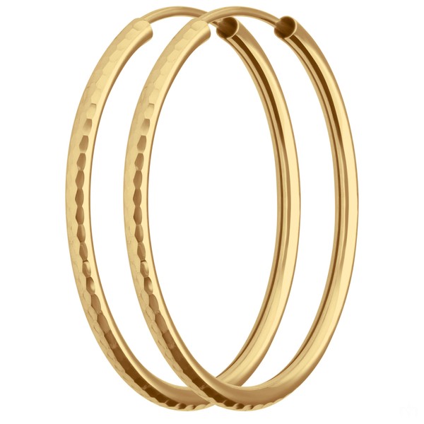 Paar Ohrringe Creolen rund gehämmert aus 375 Gelbgold 29x2mm