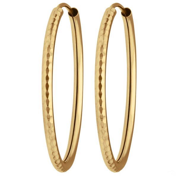 Paar Ohrringe Creolen rund gehämmert aus 375 Gelbgold 29x2mm