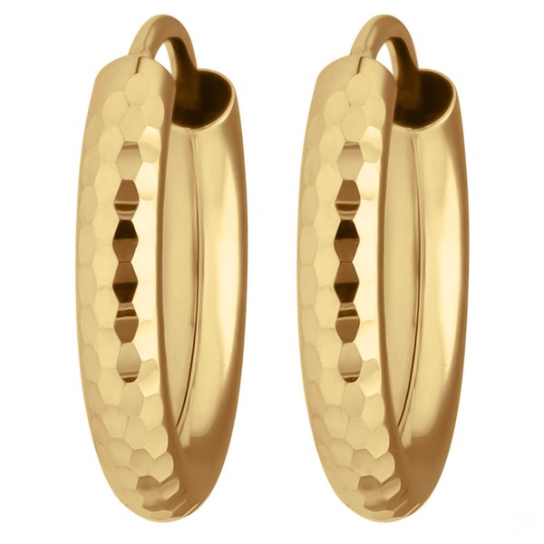 Paar Ohrringe Creolen rund gehämmert aus 585 Gelbgold 15x2.5mm