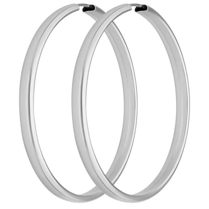 Paar Creolen schlicht aus 925 Silber rhodiniert 48x3.9mm