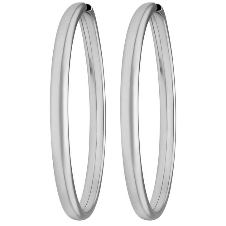 Paar Creolen schlicht aus 925 Silber rhodiniert 48x3.9mm