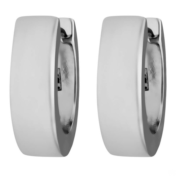 Creolen klein flach kantig aus 925 Silber rhodiniert 12.6x4mm