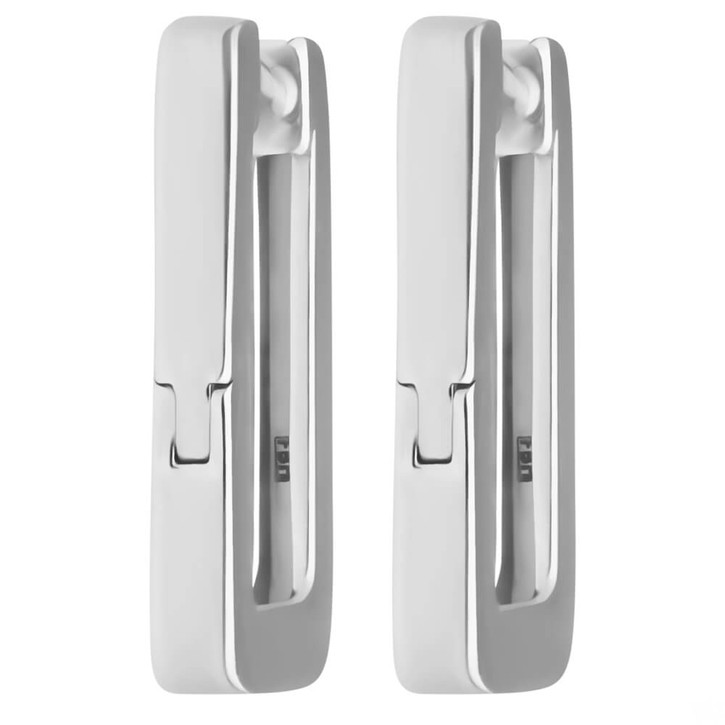 Paar Ohrringe Creolen Viereck kantig aus 925 Silber 16.5x2.2mm