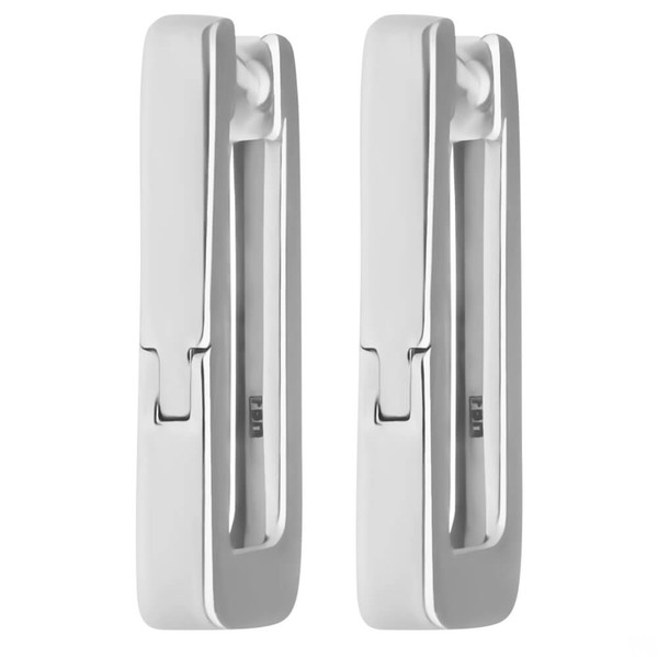 Paar Ohrringe Creolen Viereck kantig aus 925 Silber 16.5x2.2mm