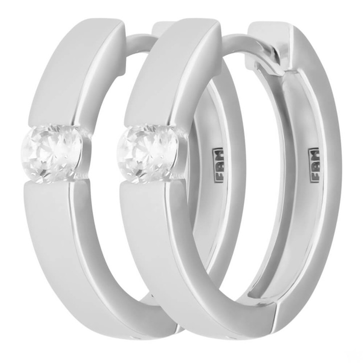 Paar Ohrringe Creolen mit Zirkonia aus 925 Silber 16x3.2mm