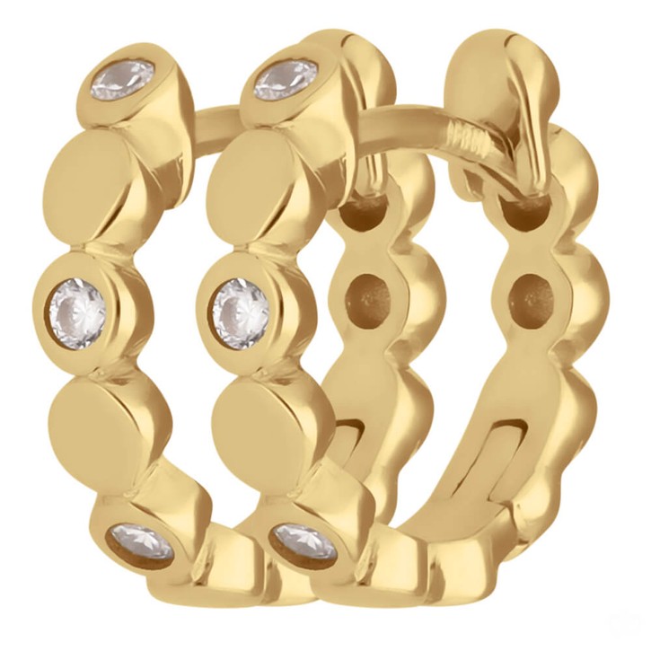 Paar Ohrringe Creolen mit Zirkonia aus 333 Gelbgold 12x2.5mm