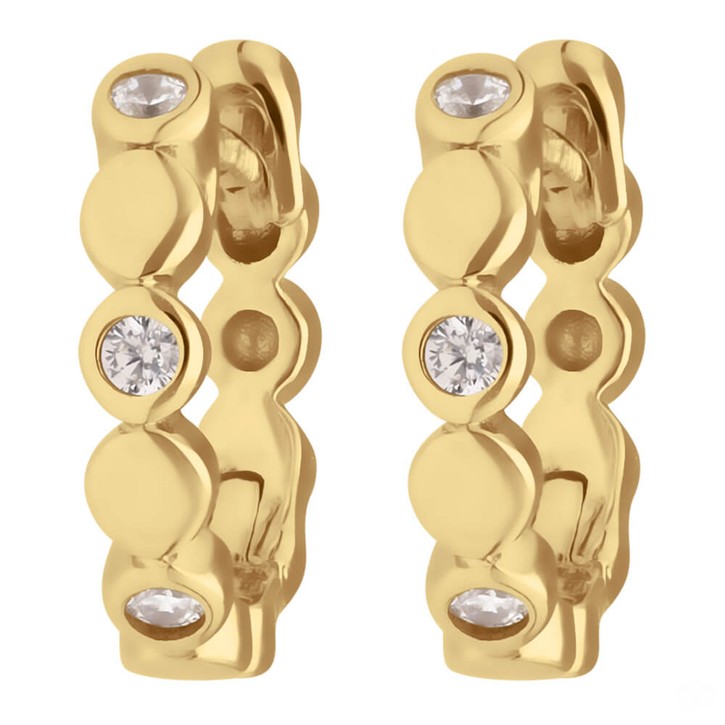 Paar Ohrringe Creolen mit Zirkonia aus 333 Gelbgold 12x2.5mm